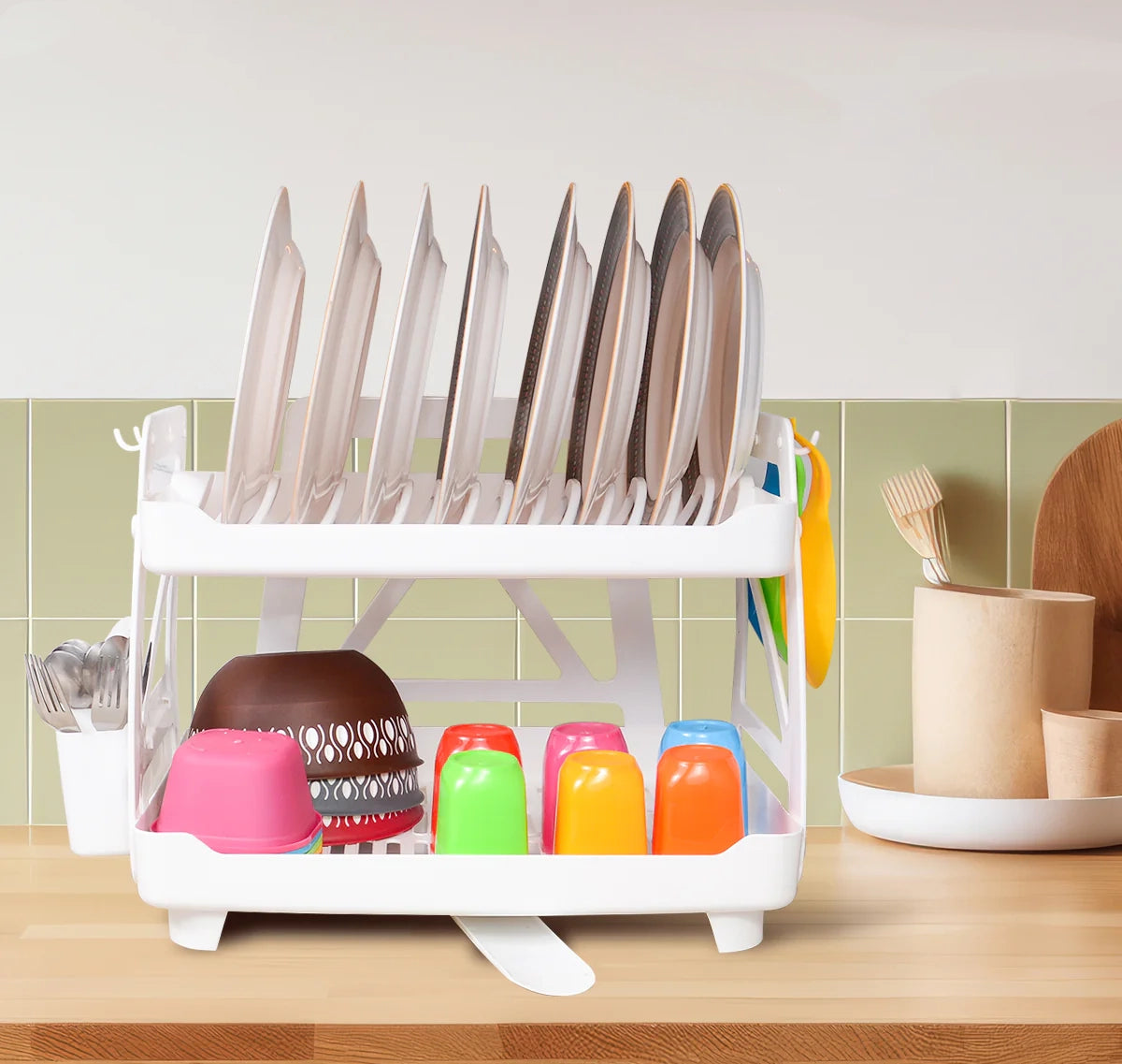 Space Saving 2-Tier Dish Rack