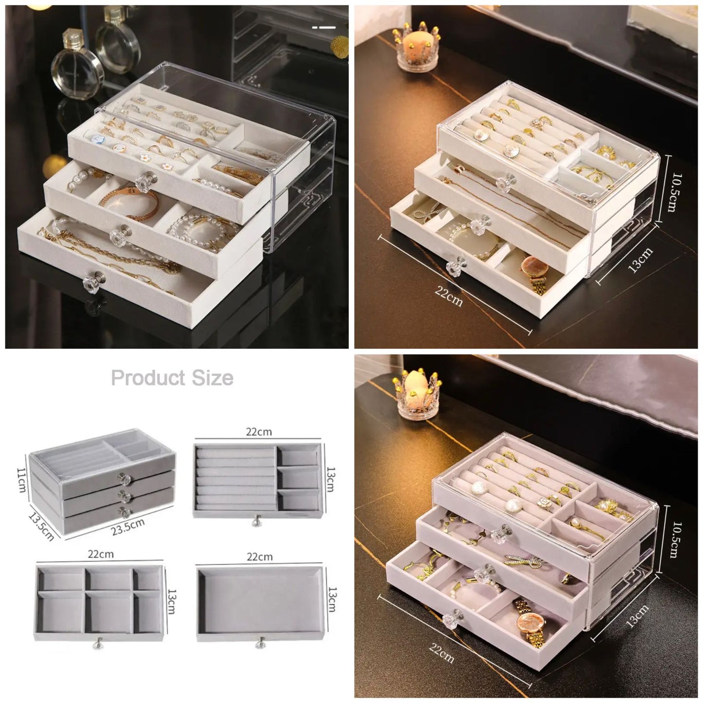 3 Layer Clear Jewellery Organizer