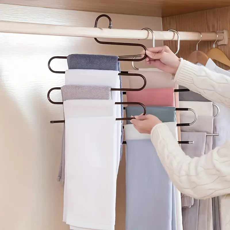 S-Shaped Iron Rack, Multi-Functional Non-Slip Wardrobe Storage Hanger Rack