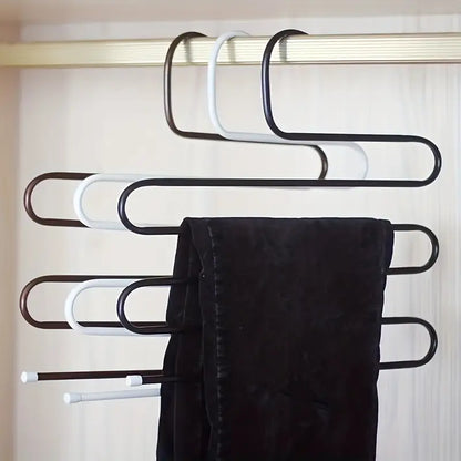 S-Shaped Iron Rack, Multi-Functional Non-Slip Wardrobe Storage Hanger Rack