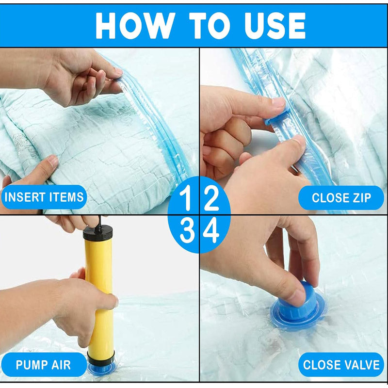 5Pcs Space-Saving Vacuum Compression Bag With Pump For Dustproof Moving - Reusable And Portable