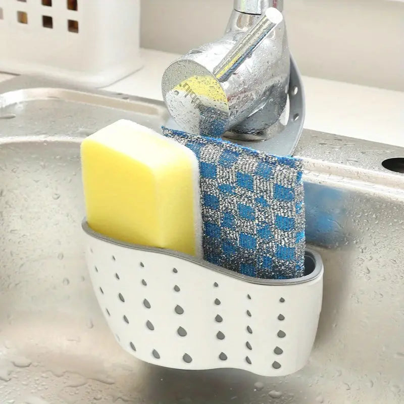 Adjustable Hanging Kitchen Sink Soap & Sponge Basket