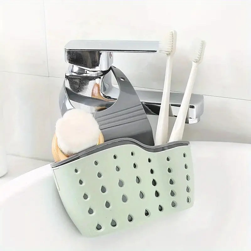 Adjustable Hanging Kitchen Sink Soap & Sponge Basket