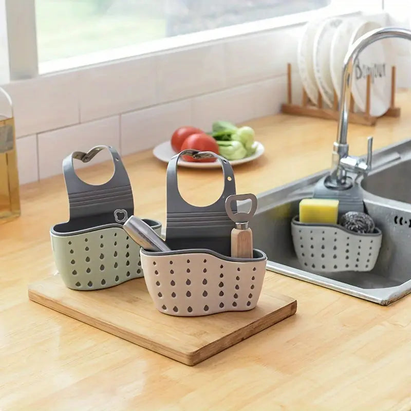 Adjustable Hanging Kitchen Sink Soap & Sponge Basket