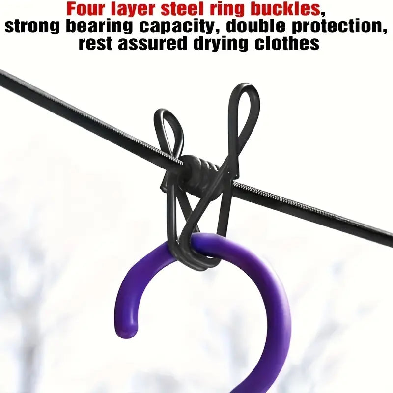 Elastic Retractable Clothesline With Durable Metal Clips