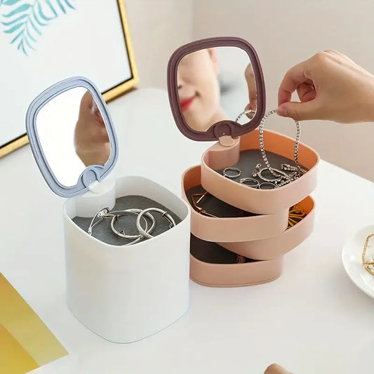 4 Portion Rotating Jewellery Box With Mirror