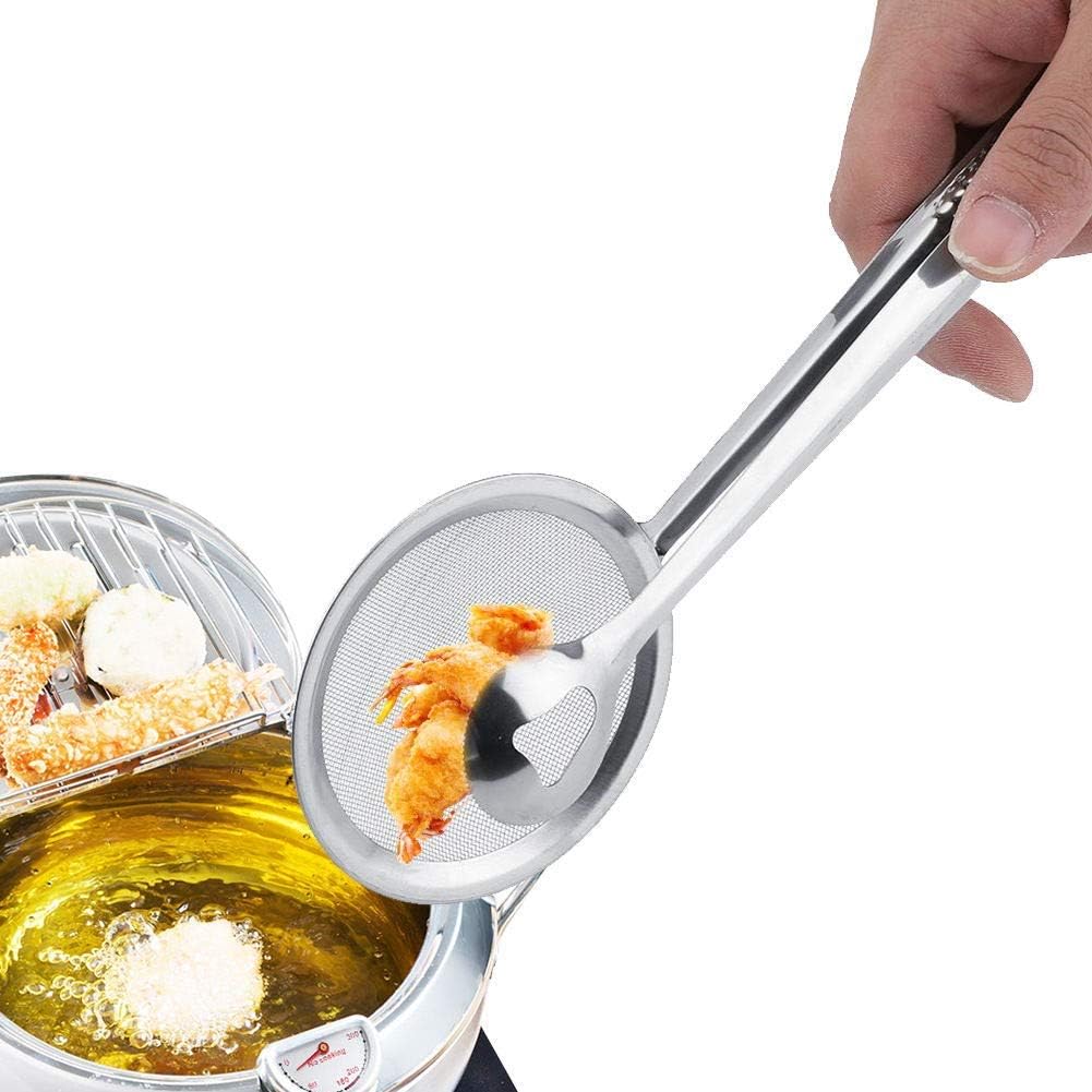 2‑in‑1 Frying Tong with Strainer – Stainless Steel
