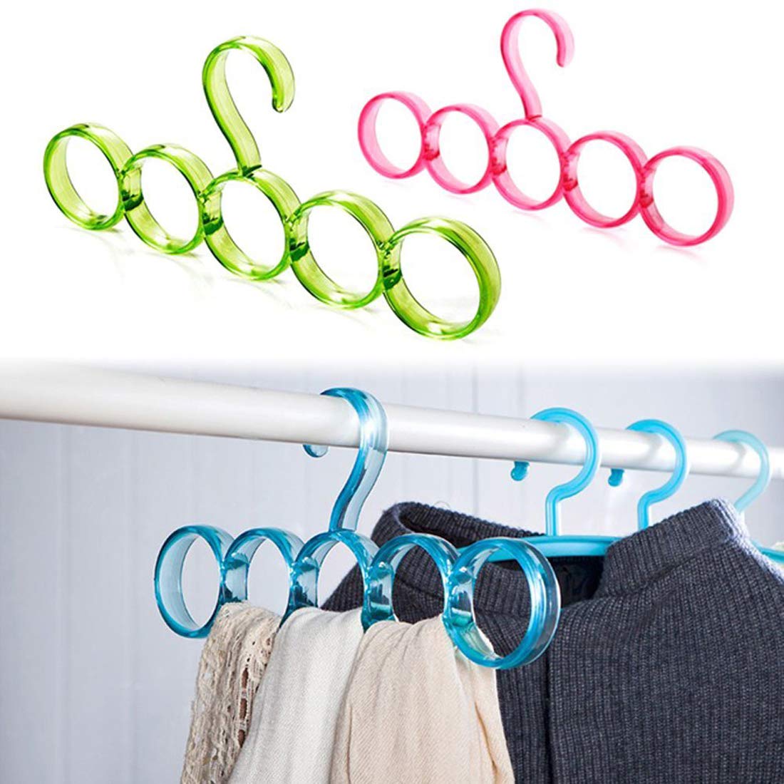 Crystal 5 ring scarf organizer & Hanger - Random Color