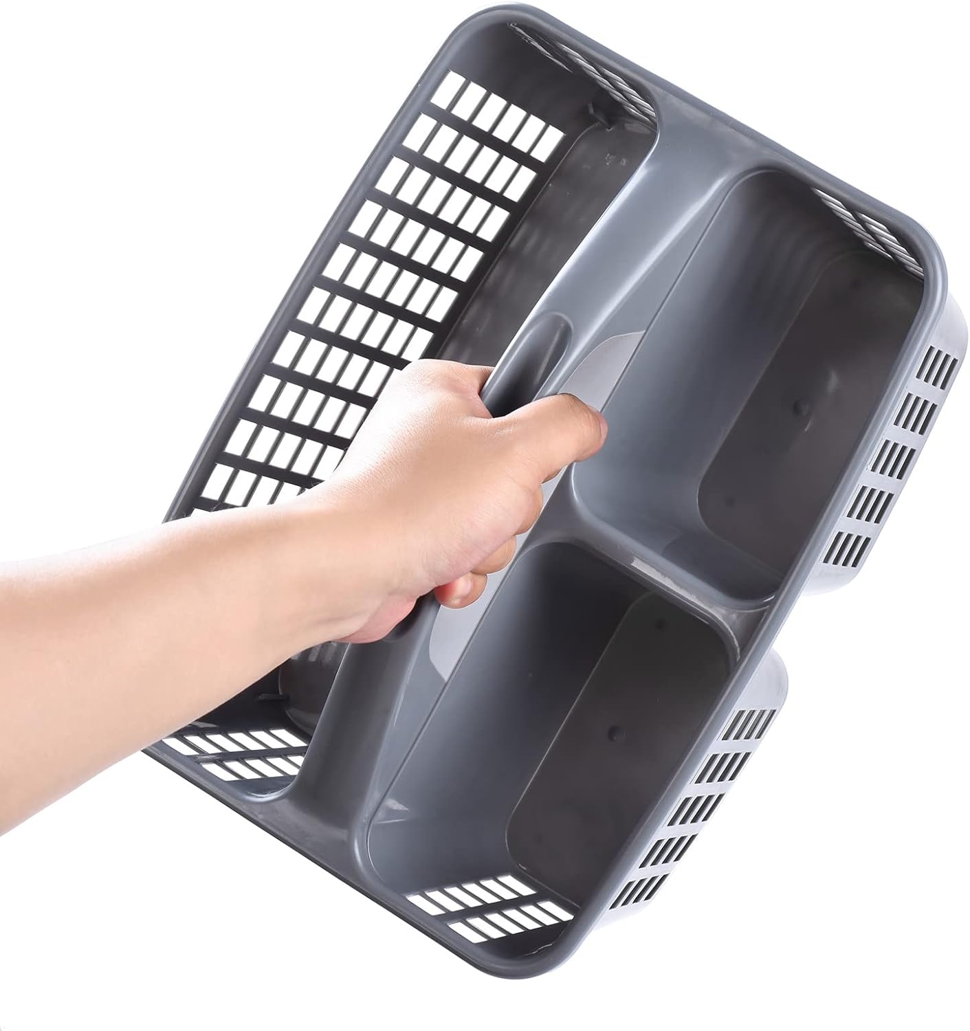 3-Compartment Plastic Cleaning Caddy Basket