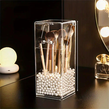 Transparent Brush Holder With Pearls