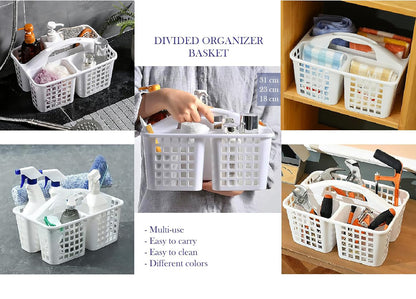 3-Compartment Plastic Cleaning Caddy Basket