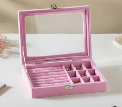 Velvet Jewelry Organizer Box Single Layer