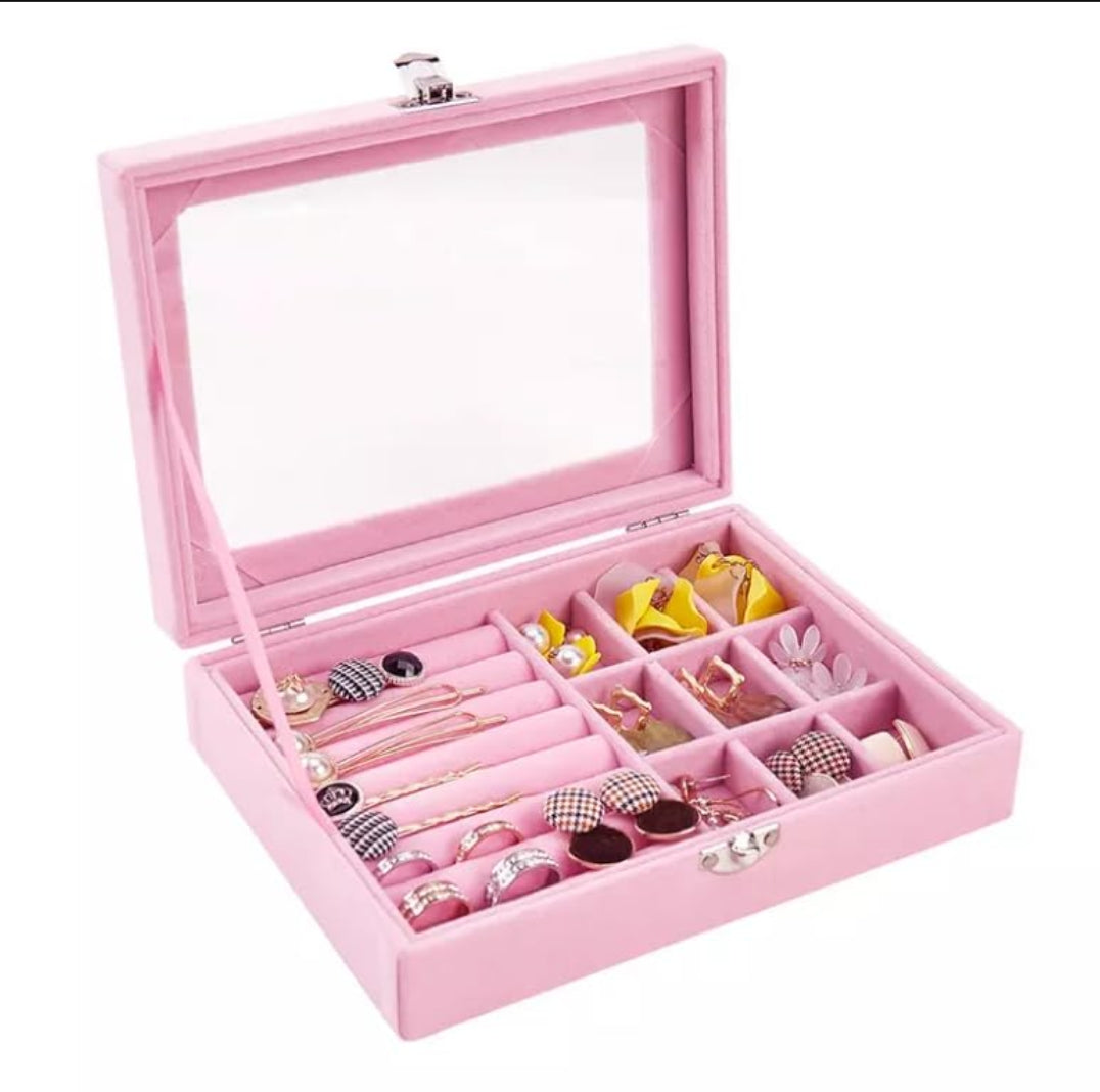 Velvet Jewelry Organizer Box Single Layer