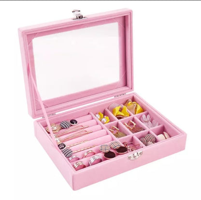 Velvet Jewelry Organizer Box Single Layer