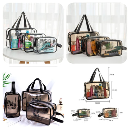 Transparent Travel Cosmetic Bag - 3 Pack