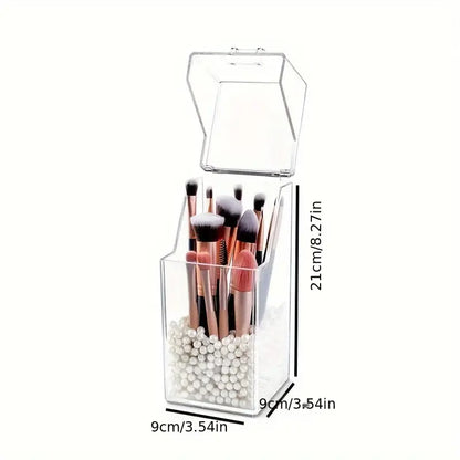 Transparent Brush Holder With Pearls