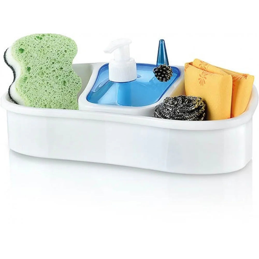 3-in-1 Soap Dispenser with Sponge & Ring Holder Sink Caddy